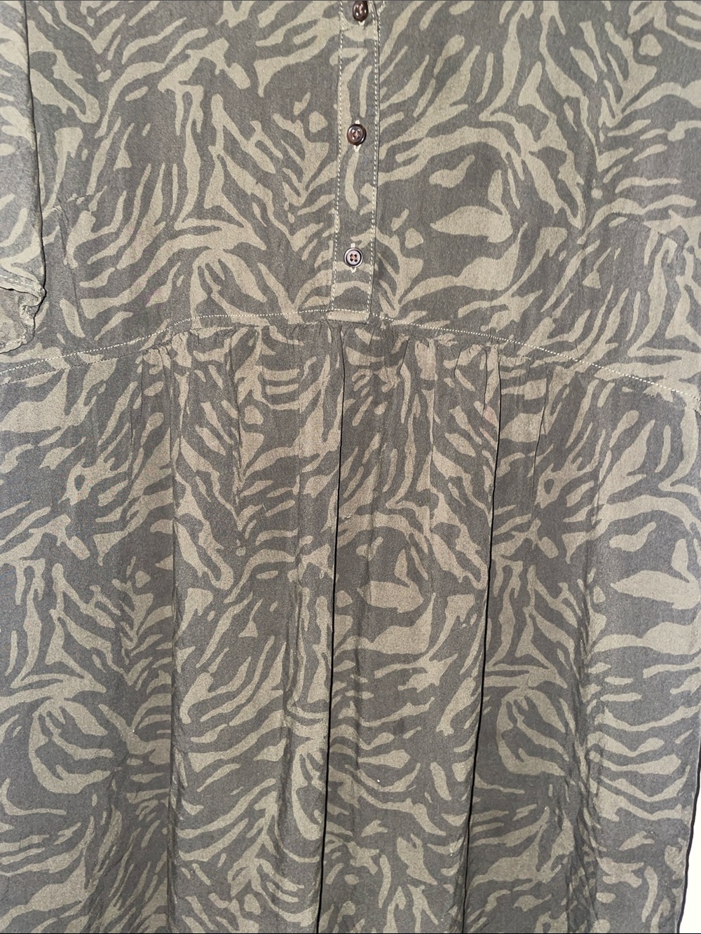 Joe Fresh Olive Green Zebra-Pattern Button Front Top - Picture 4 of 6